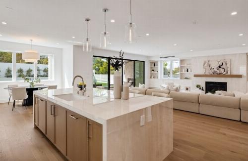 Ivory Onyx Island fireplace